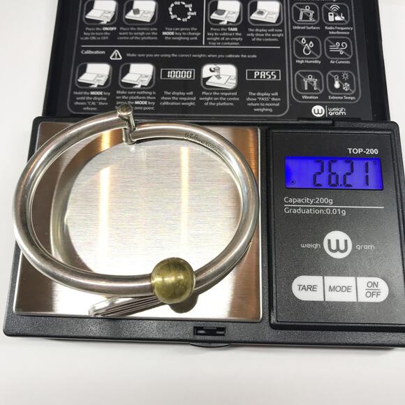 VTG Taxco TD 77 Sterling Silver Mixed Metal Bypass Bangle Bracelet Cuff Clamper - Picture 3 of 8